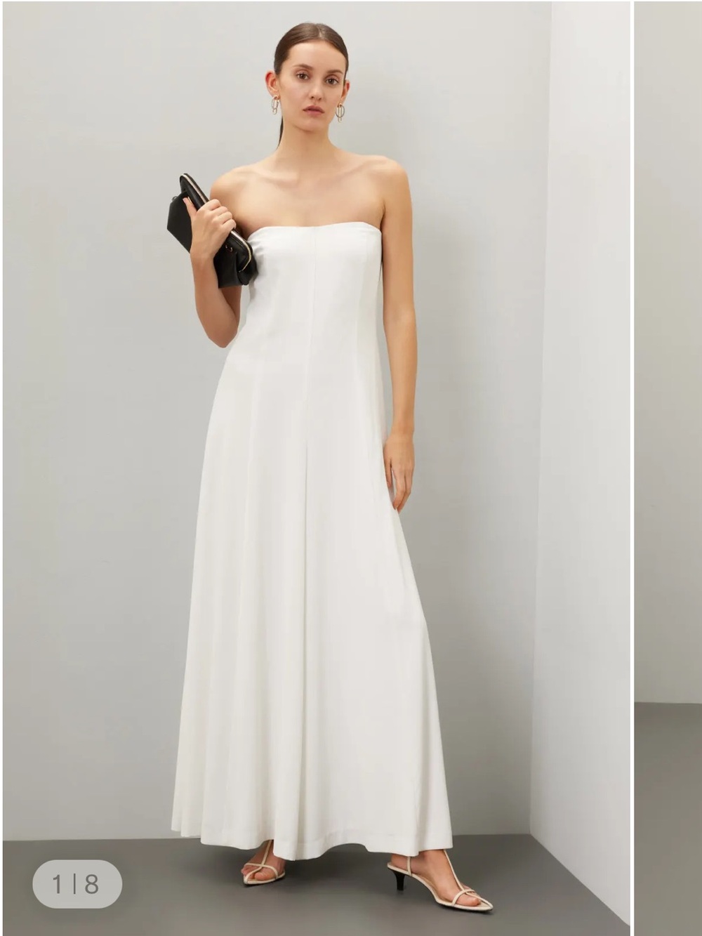 Rosetta Getty Cream Strapless Wide-Leg Jumpsuit